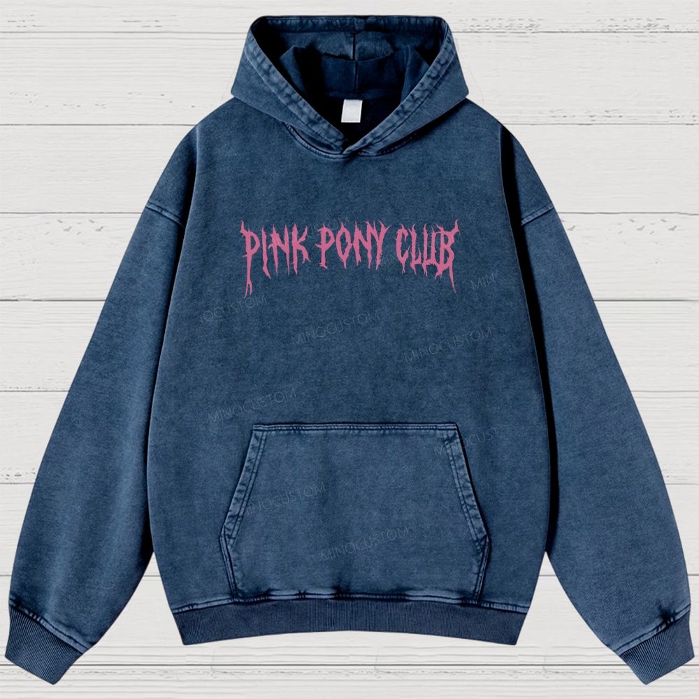 Pink Death Metal Fiery Steed Vintage Washed Hoodies