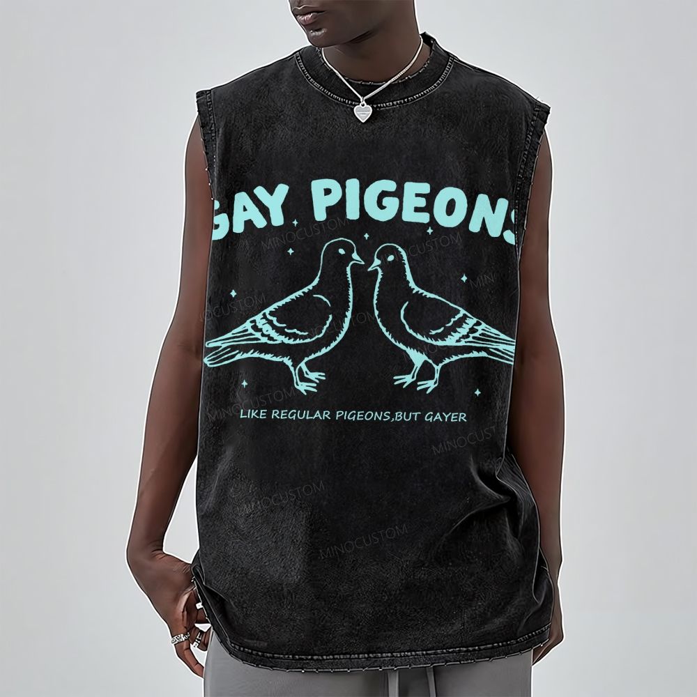 Gay Pigeons Washed Vest 