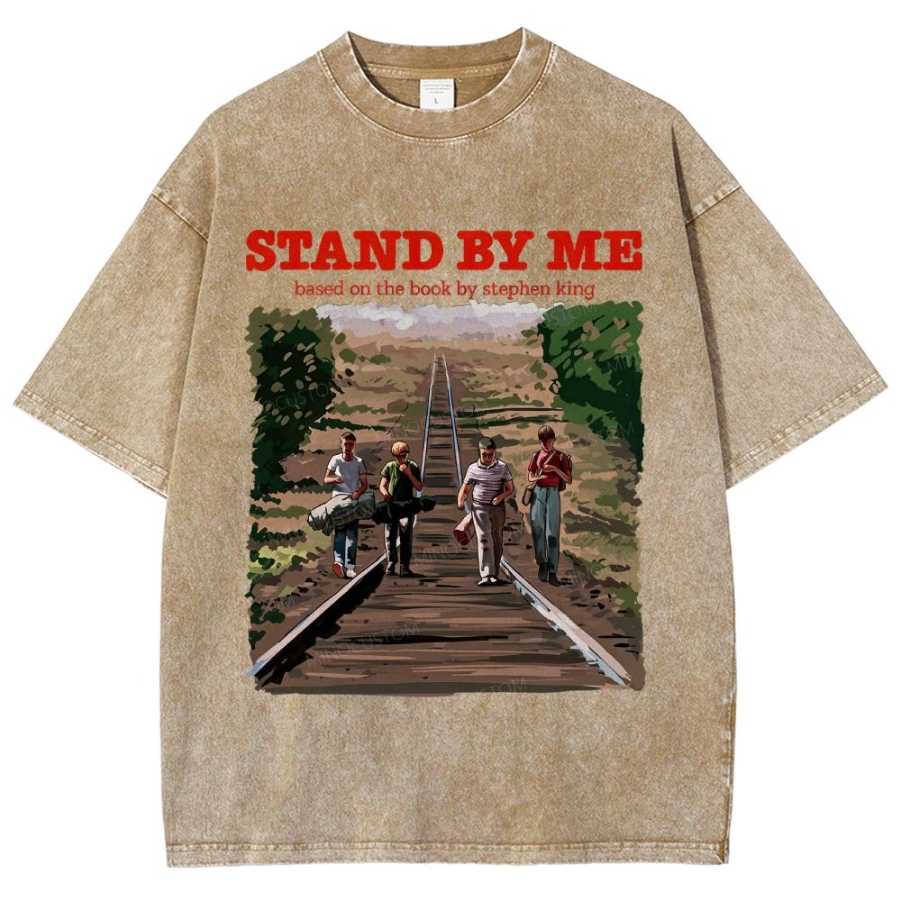 Retro Youth Railroad Adventure Illustrated Graphic Unisex Fit Washed T-Shirt