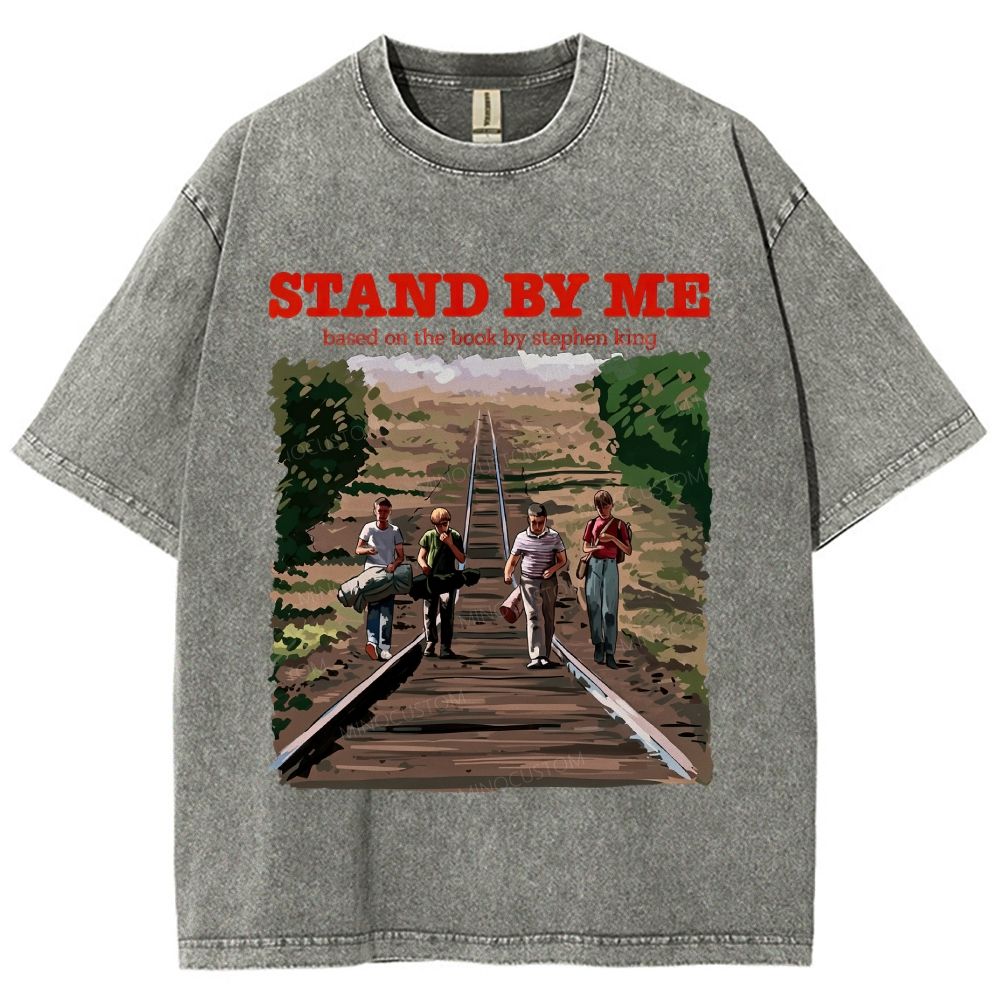 Retro Youth Railroad Adventure Illustrated Graphic Unisex Fit Washed T-Shirt