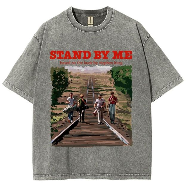 Retro Youth Railroad Adventure Illustrated Graphic Unisex Fit Washed T-Shirt