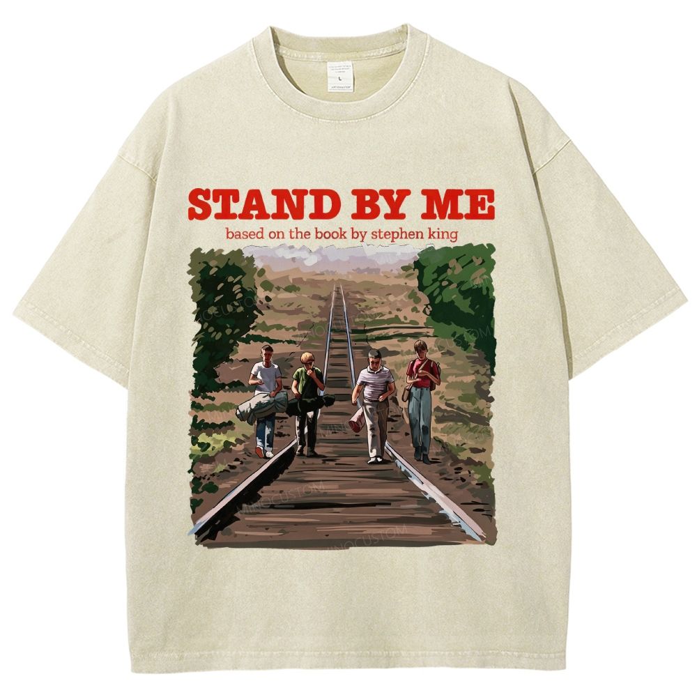 Retro Youth Railroad Adventure Illustrated Graphic Unisex Fit Washed T-Shirt
