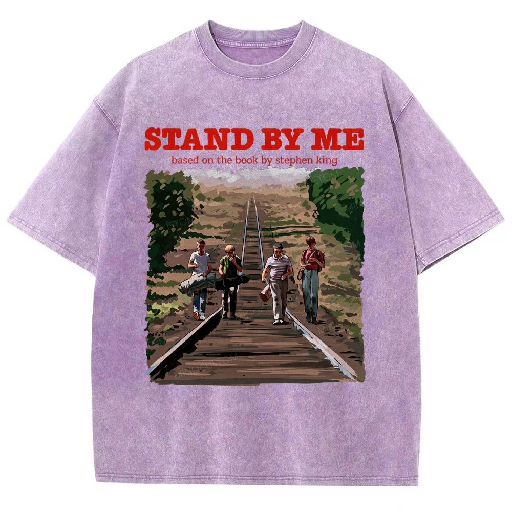 Retro Youth Railroad Adventure Illustrated Graphic Unisex Fit Washed T-Shirt
