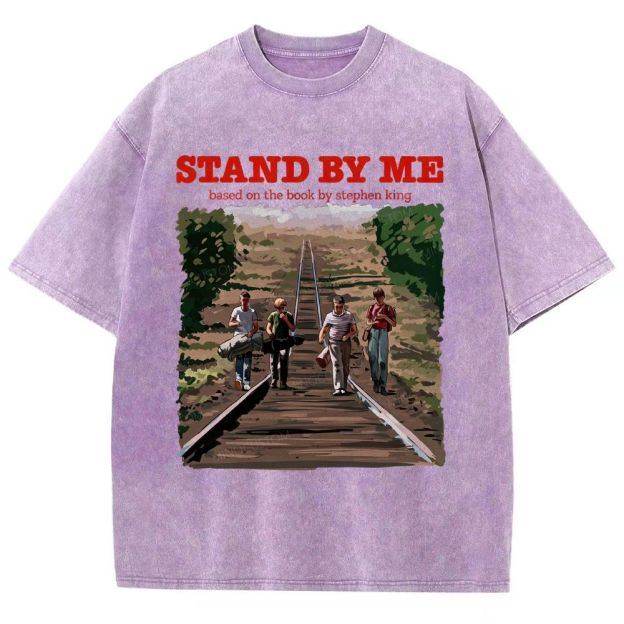 Retro Youth Railroad Adventure Illustrated Graphic Unisex Fit Washed T-Shirt