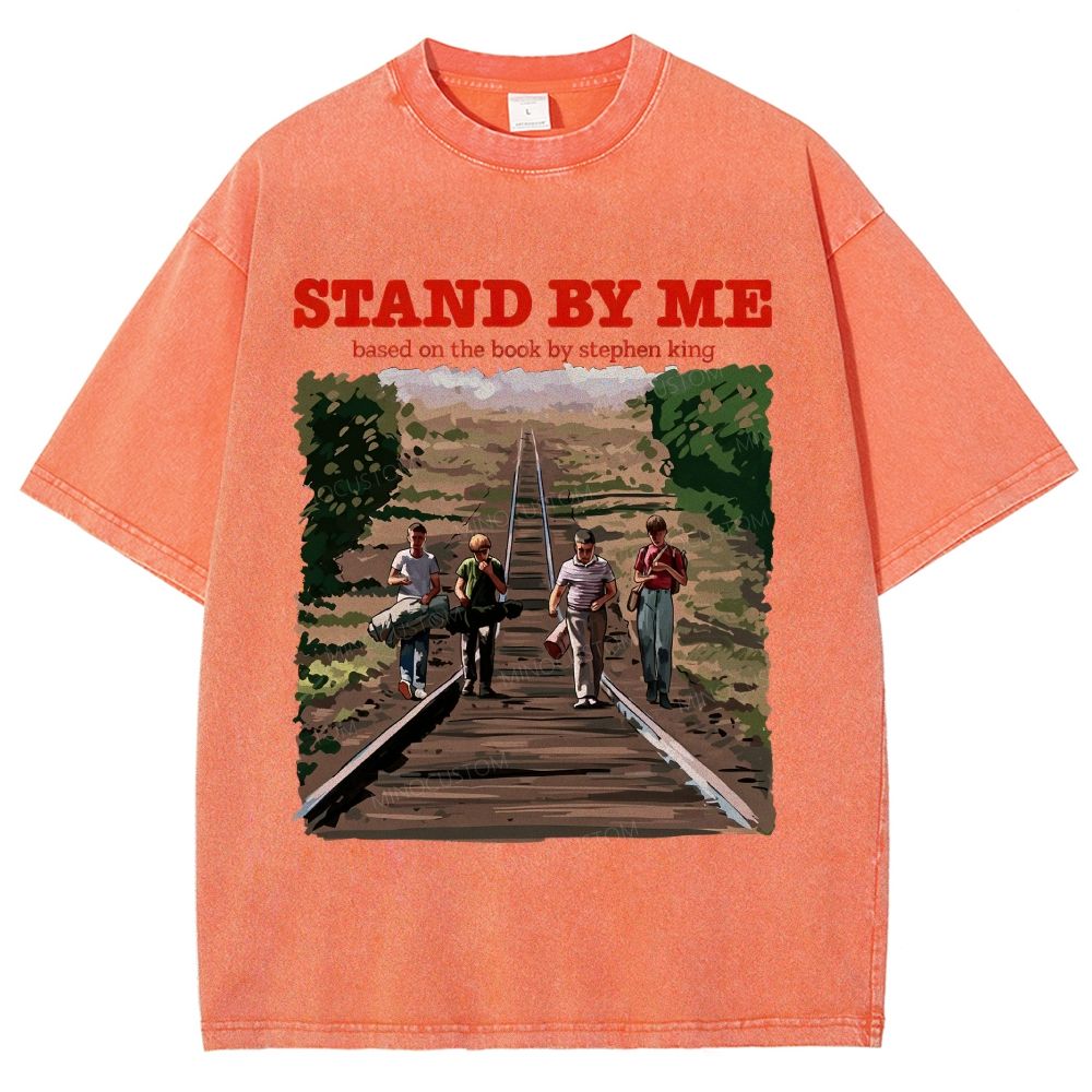 Retro Youth Railroad Adventure Illustrated Graphic Unisex Fit Washed T-Shirt