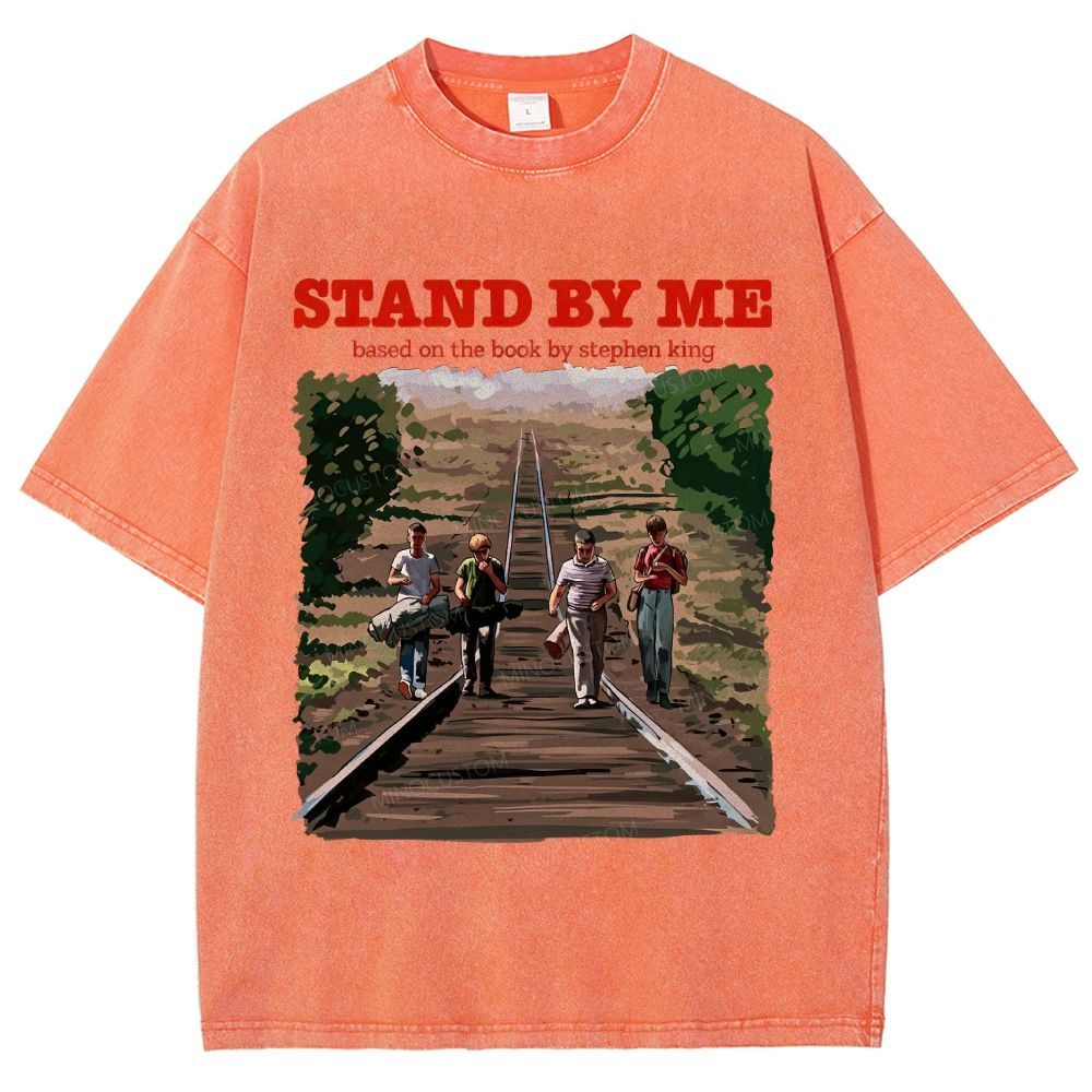 Retro Youth Railroad Adventure Illustrated Graphic Unisex Fit Washed T-Shirt