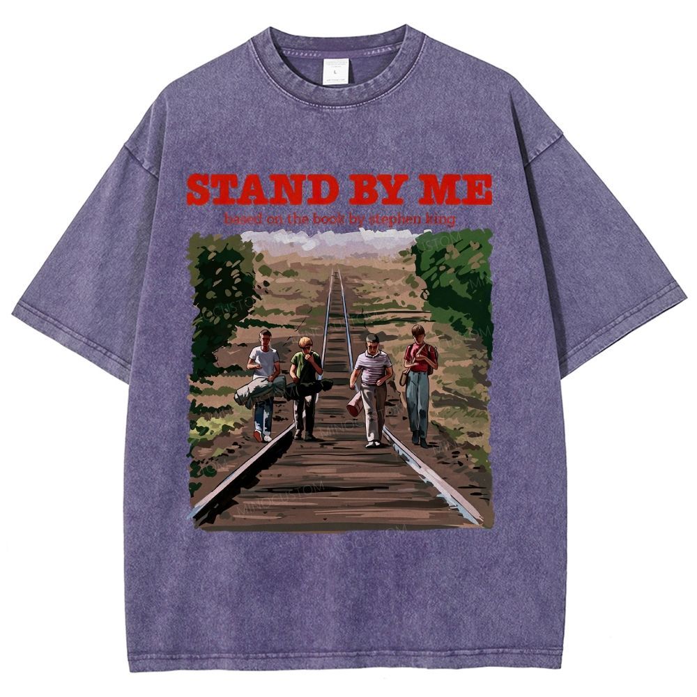 Retro Youth Railroad Adventure Illustrated Graphic Unisex Fit Washed T-Shirt