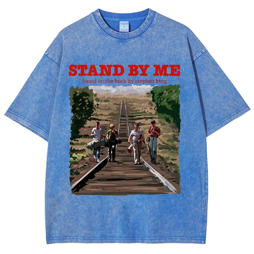 Retro Youth Railroad Adventure Illustrated Graphic Unisex Fit Washed T-Shirt
