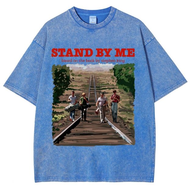Retro Youth Railroad Adventure Illustrated Graphic Unisex Fit Washed T-Shirt