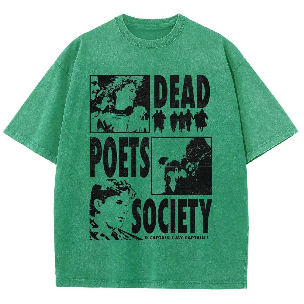 Vintage Poet Literature Collage Graphic Unisex Fit Washed T-Shirt