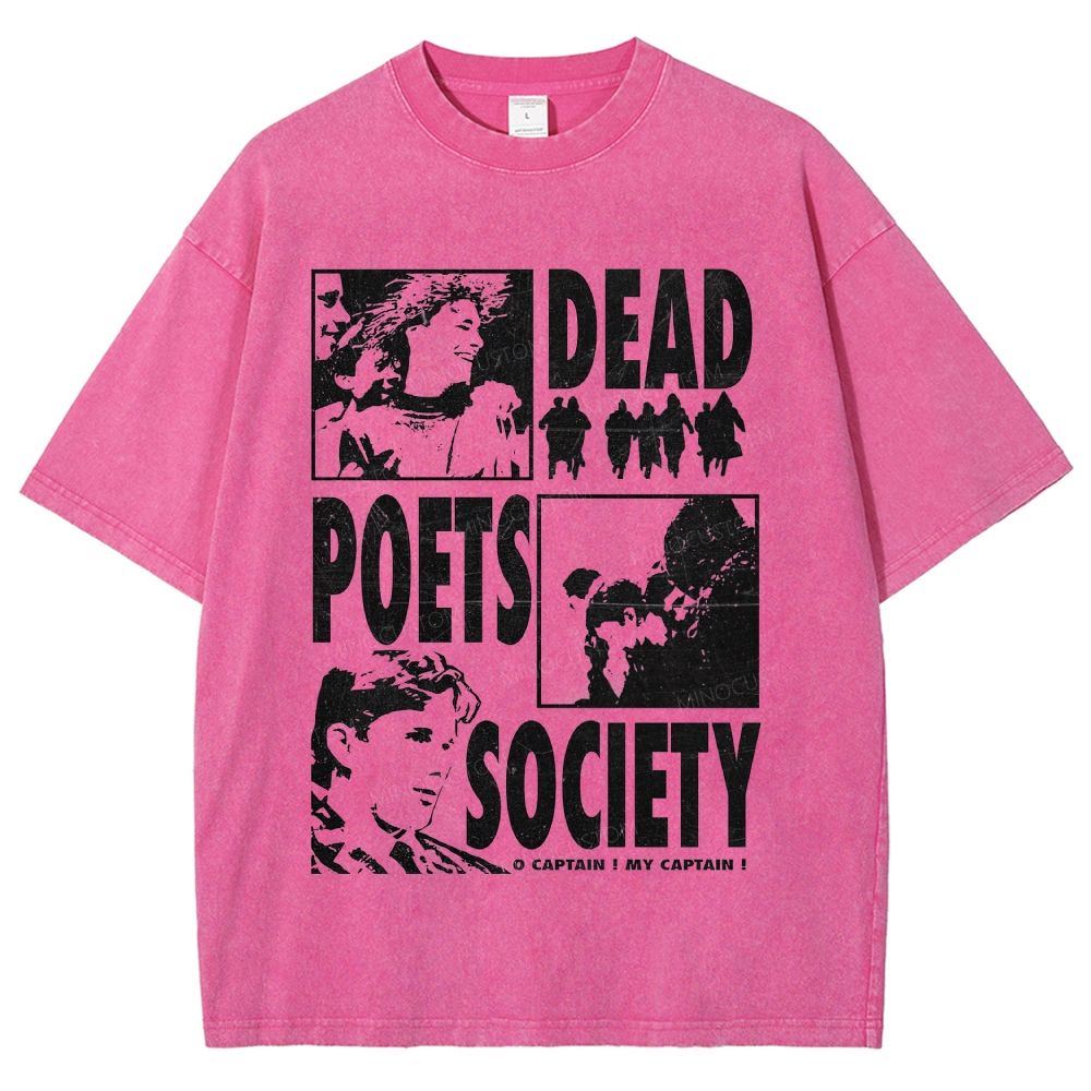 Vintage Poet Literature Collage Graphic Unisex Fit Washed T-Shirt