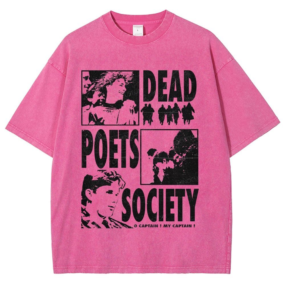 Vintage Poet Literature Collage Graphic Unisex Fit Washed T-Shirt