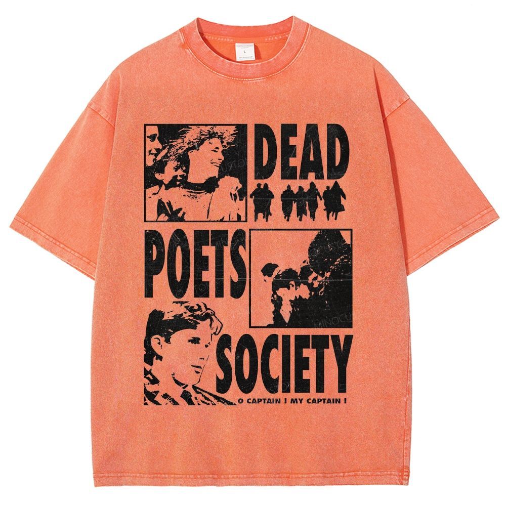 Vintage Poet Literature Collage Graphic Unisex Fit Washed T-Shirt