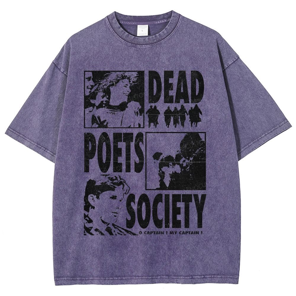 Vintage Poet Literature Collage Graphic Unisex Fit Washed T-Shirt