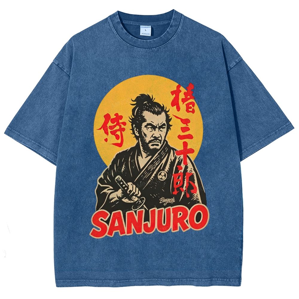 Vintage Japanese Samurai Warrior Graphic Unisex Fit Washed T-Shirt