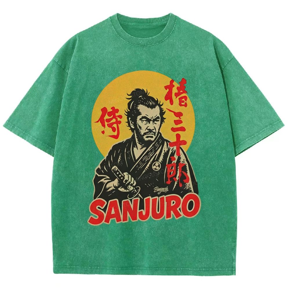 Vintage Japanese Samurai Warrior Graphic Unisex Fit Washed T-Shirt