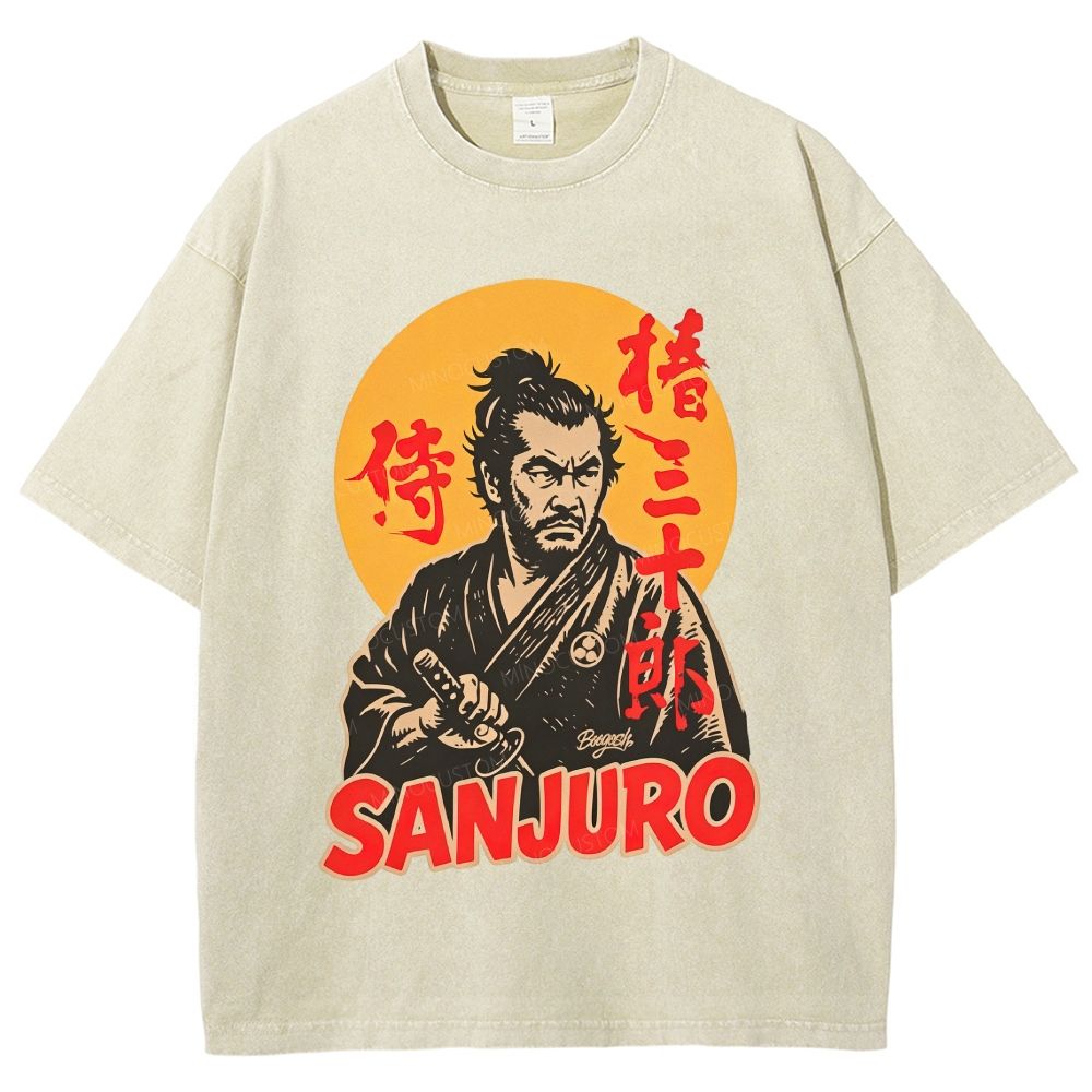 Vintage Japanese Samurai Warrior Graphic Unisex Fit Washed T-Shirt