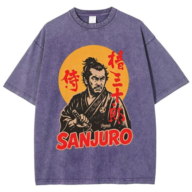Vintage Japanese Samurai Warrior Graphic Unisex Fit Washed T-Shirt