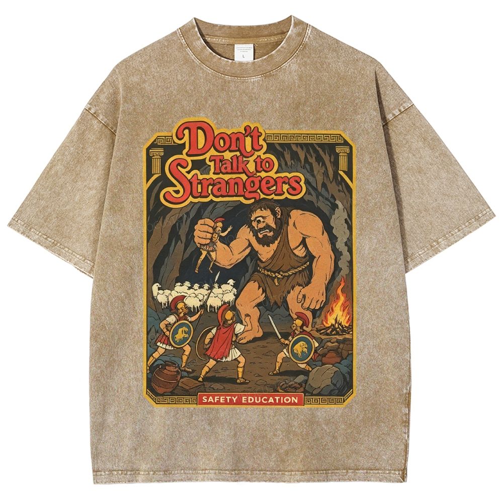 Dark Folklore Giant Cave Distressed Unisex Fit Washed T-Shirt