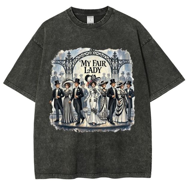 Vintage Victorian Era Theater Character Graphic Unisex Fit Washed T-Shirt