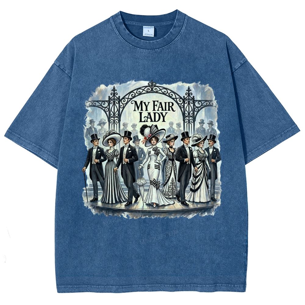 Vintage Victorian Era Theater Character Graphic Unisex Fit Washed T-Shirt