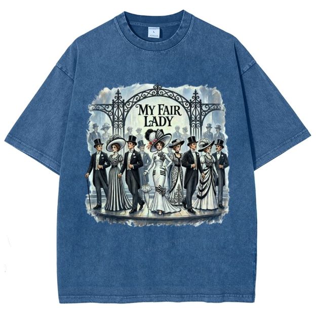 Vintage Victorian Era Theater Character Graphic Unisex Fit Washed T-Shirt