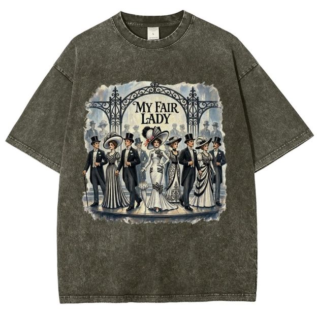 Vintage Victorian Era Theater Character Graphic Unisex Fit Washed T-Shirt