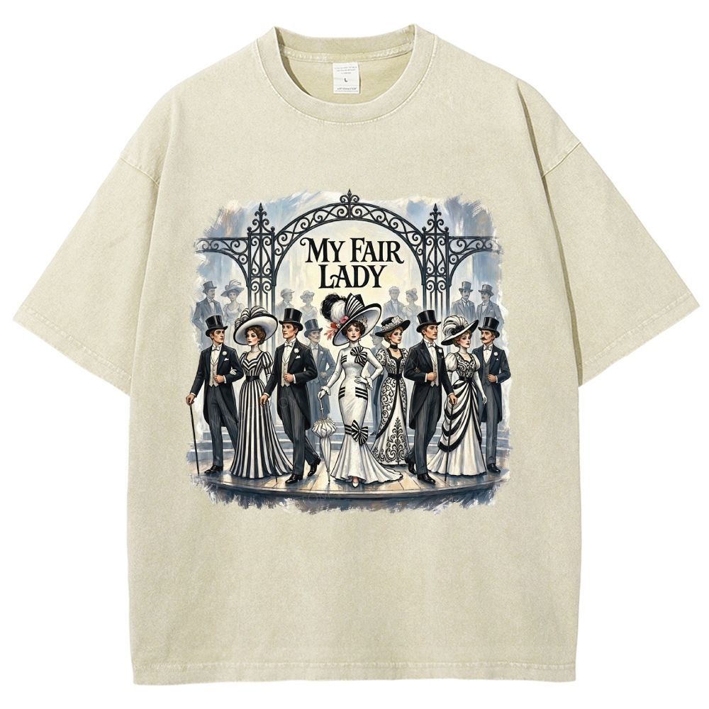 Vintage Victorian Era Theater Character Graphic Unisex Fit Washed T-Shirt