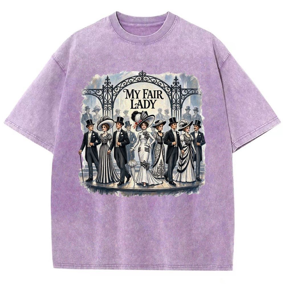 Vintage Victorian Era Theater Character Graphic Unisex Fit Washed T-Shirt