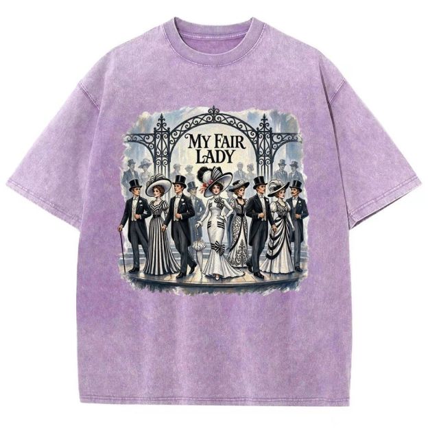 Vintage Victorian Era Theater Character Graphic Unisex Fit Washed T-Shirt