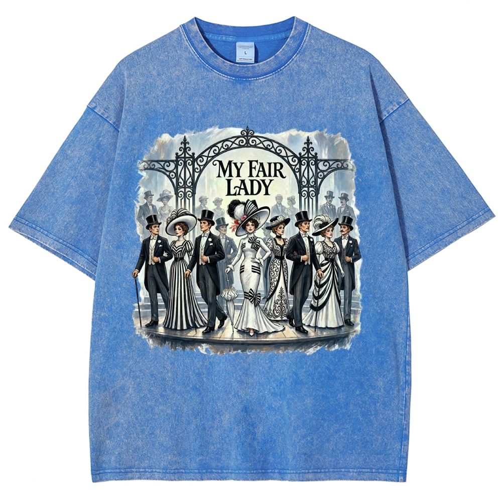Vintage Victorian Era Theater Character Graphic Unisex Fit Washed T-Shirt