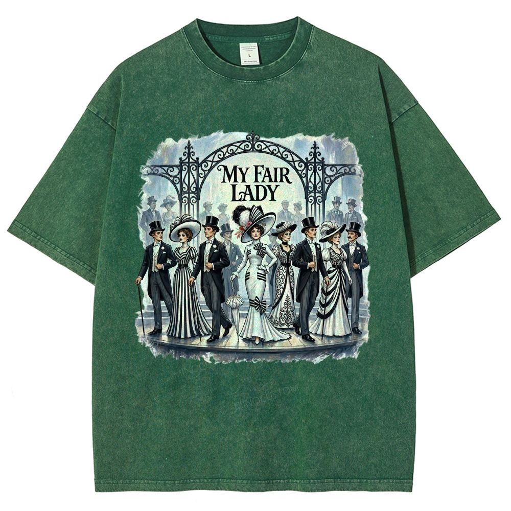 Vintage Victorian Era Theater Character Graphic Unisex Fit Washed T-Shirt