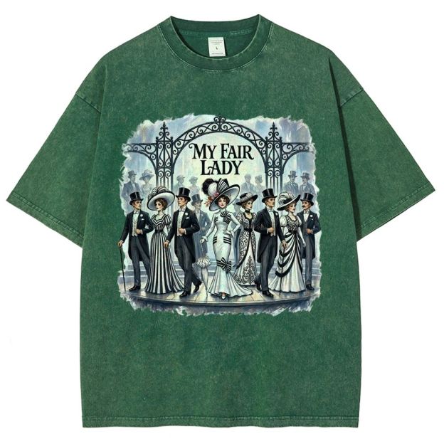 Vintage Victorian Era Theater Character Graphic Unisex Fit Washed T-Shirt