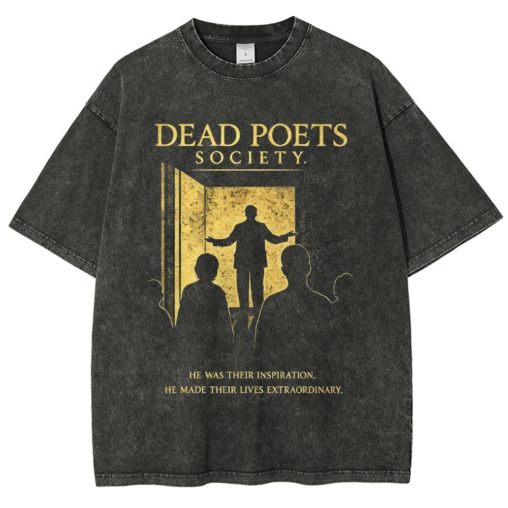 Vintage Literature Teacher Silhouette Graphic Unisex Fit Washed T-Shirt