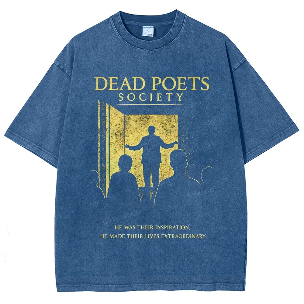 Vintage Literature Teacher Silhouette Graphic Unisex Fit Washed T-Shirt