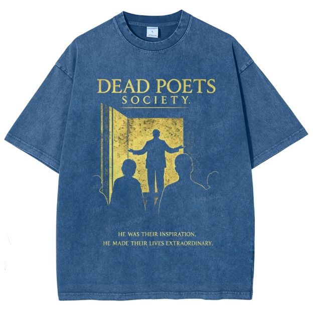 Vintage Literature Teacher Silhouette Graphic Unisex Fit Washed T-Shirt