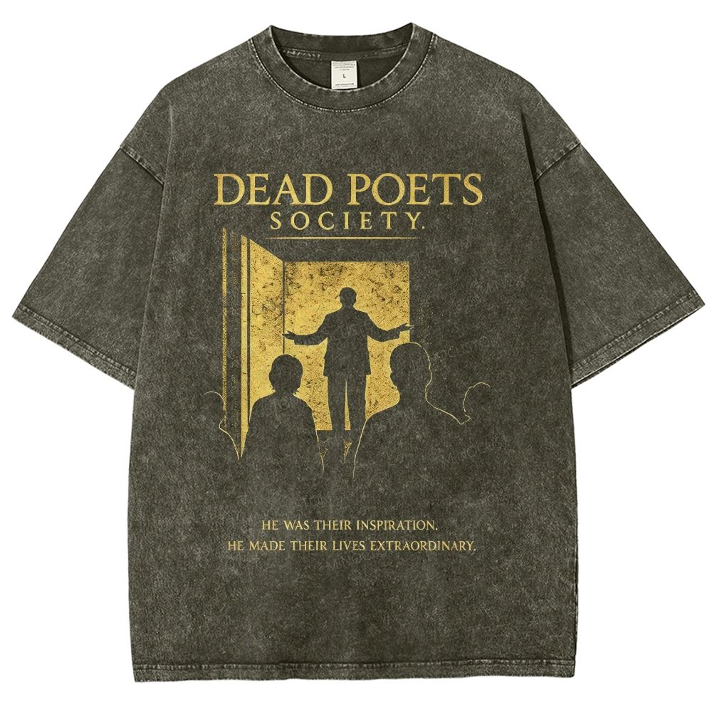 Vintage Literature Teacher Silhouette Graphic Unisex Fit Washed T-Shirt