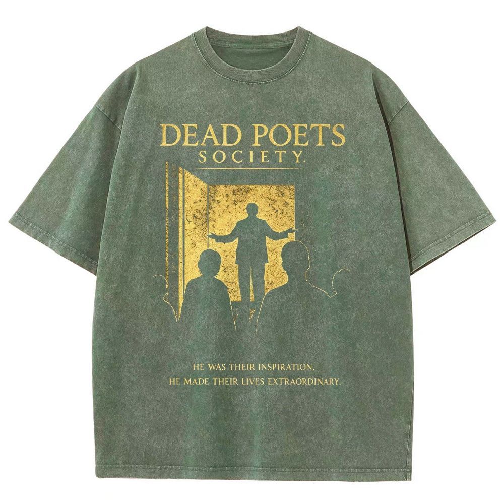 Vintage Literature Teacher Silhouette Graphic Unisex Fit Washed T-Shirt