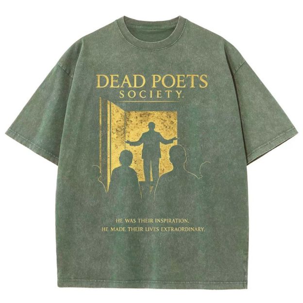 Vintage Literature Teacher Silhouette Graphic Unisex Fit Washed T-Shirt