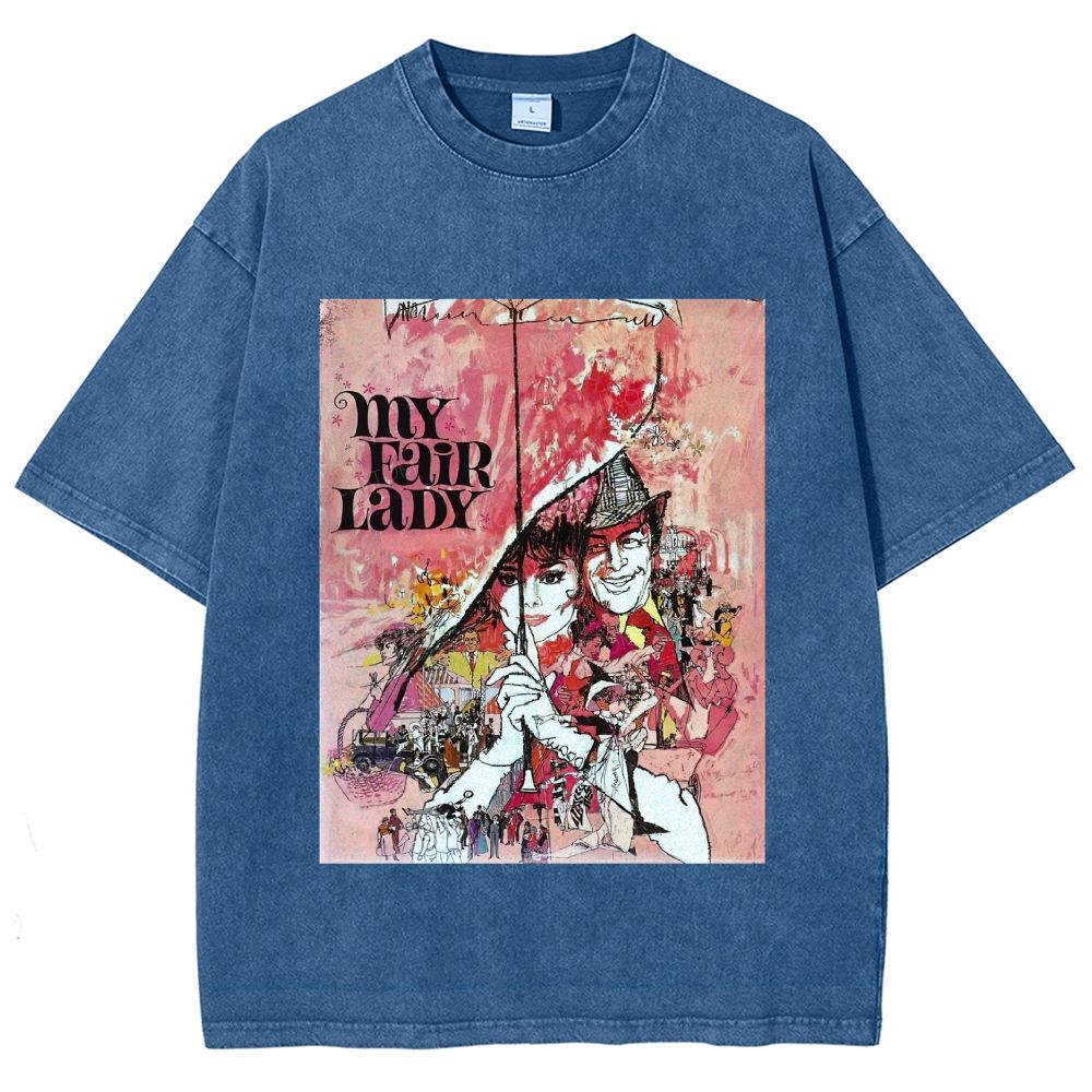 Vintage Retro Theater Poster Graphic Unisex Fit Washed T-Shirt
