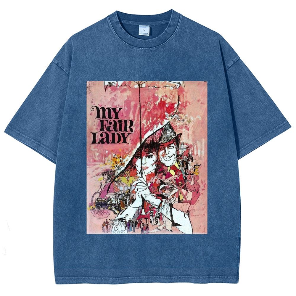 Vintage Retro Theater Poster Graphic Unisex Fit Washed T-Shirt