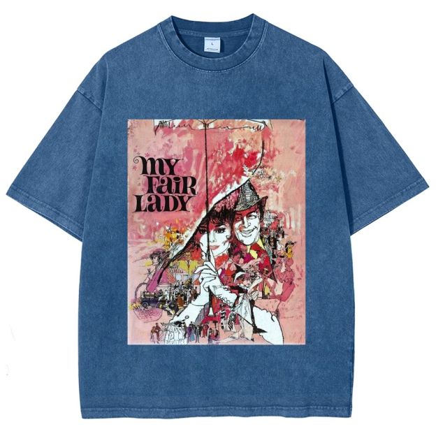 Vintage Retro Theater Poster Graphic Unisex Fit Washed T-Shirt