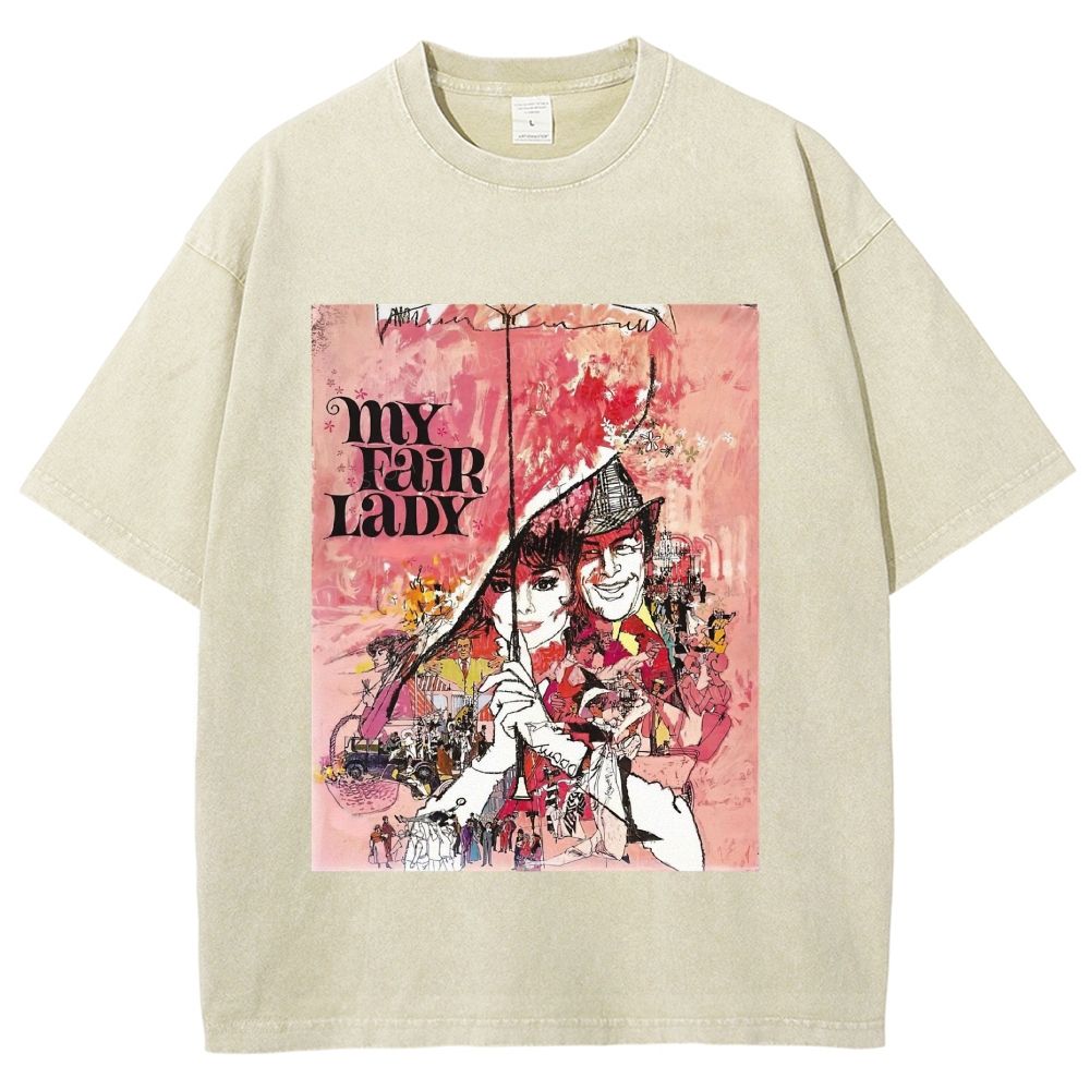 Vintage Retro Theater Poster Graphic Unisex Fit Washed T-Shirt