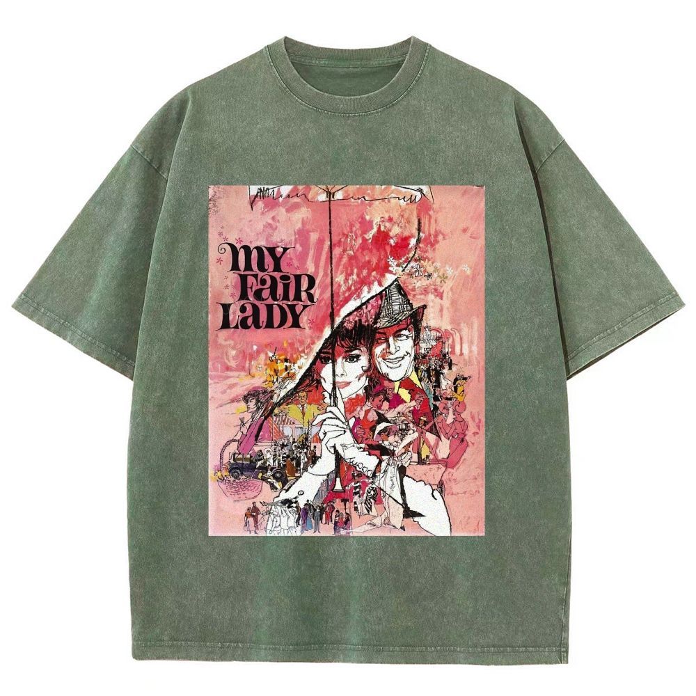 Vintage Retro Theater Poster Graphic Unisex Fit Washed T-Shirt