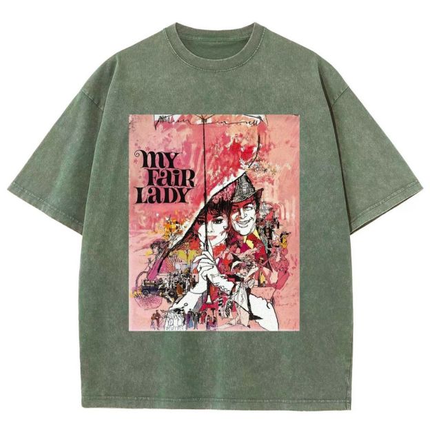 Vintage Retro Theater Poster Graphic Unisex Fit Washed T-Shirt
