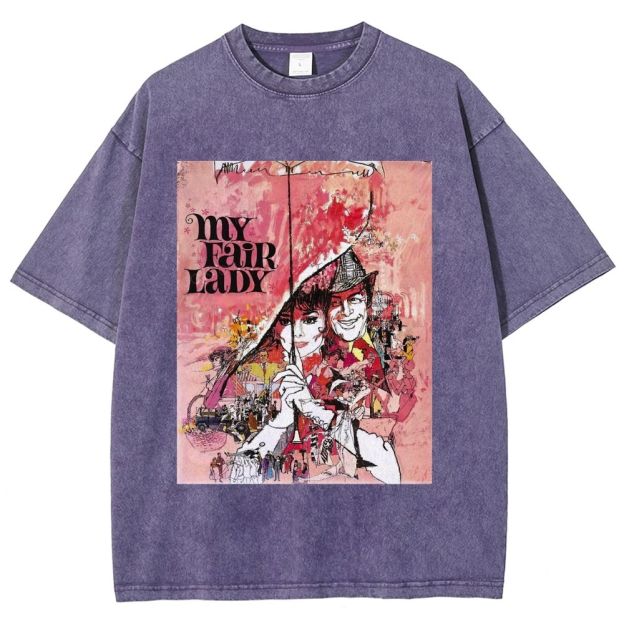 Vintage Retro Theater Poster Graphic Unisex Fit Washed T-Shirt