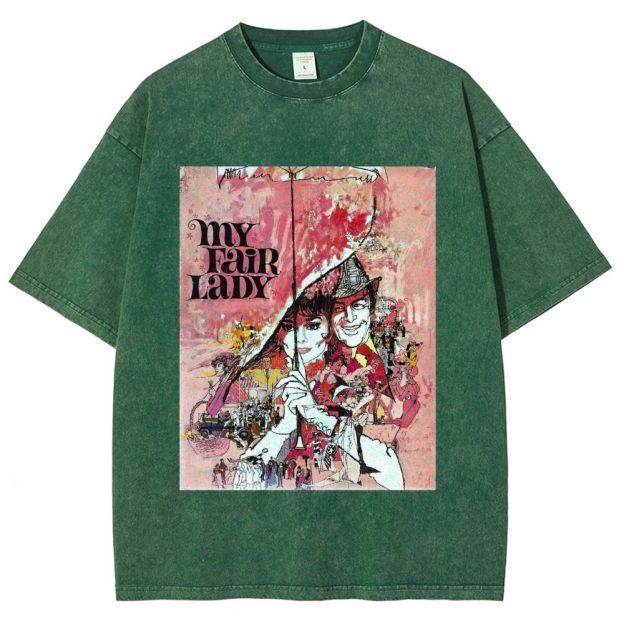 Vintage Retro Theater Poster Graphic Unisex Fit Washed T-Shirt