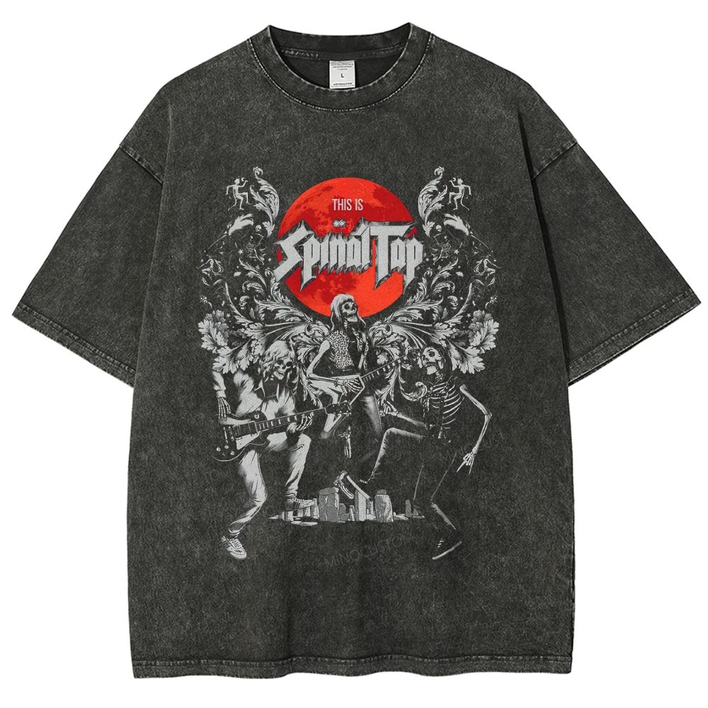 Vintage Skeleton Rock Band Graphic Unisex Fit Washed T-Shirt