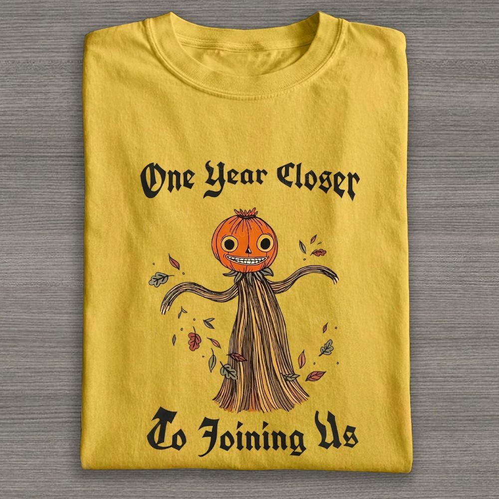 Vintage Halloween Pumpkin Scarecrow Graphic Cotton T-shirt