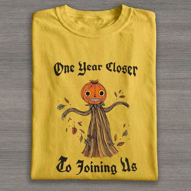 Vintage Halloween Pumpkin Scarecrow Graphic Cotton T-shirt